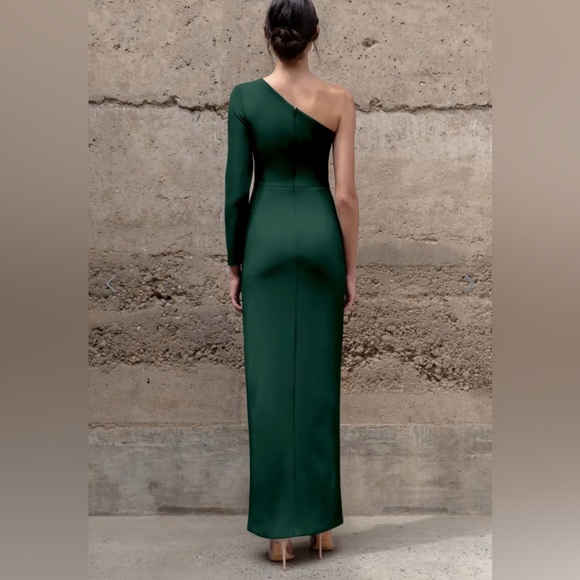 NWT $230 Jenny Yoo Carrera One Shoulder Dress Emerald Green size 10 - Picture 2 of 6